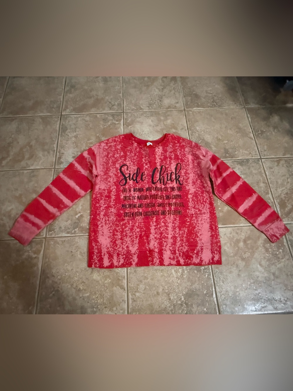 Time and Tru Pink & Red 'Side Chick' Crewneck Sweatshirt